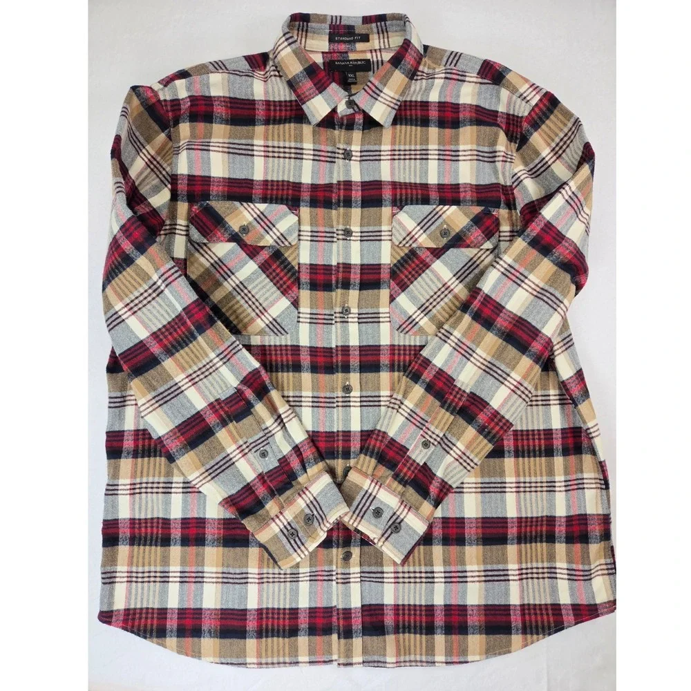 Banana Republic Cotton Flannel Button Down Long Sleeve Shirt Men XXL 2XL Fall